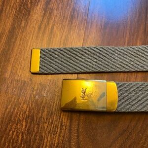 Vintage YSL Yves Saint Laurent Woven Belt with Solid Brass Logo Clamp/Buckle
